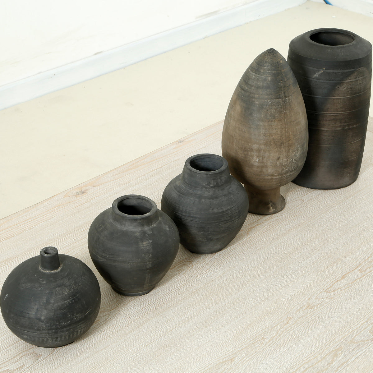 7" Earthy Gray Pottery Vase Small Opening