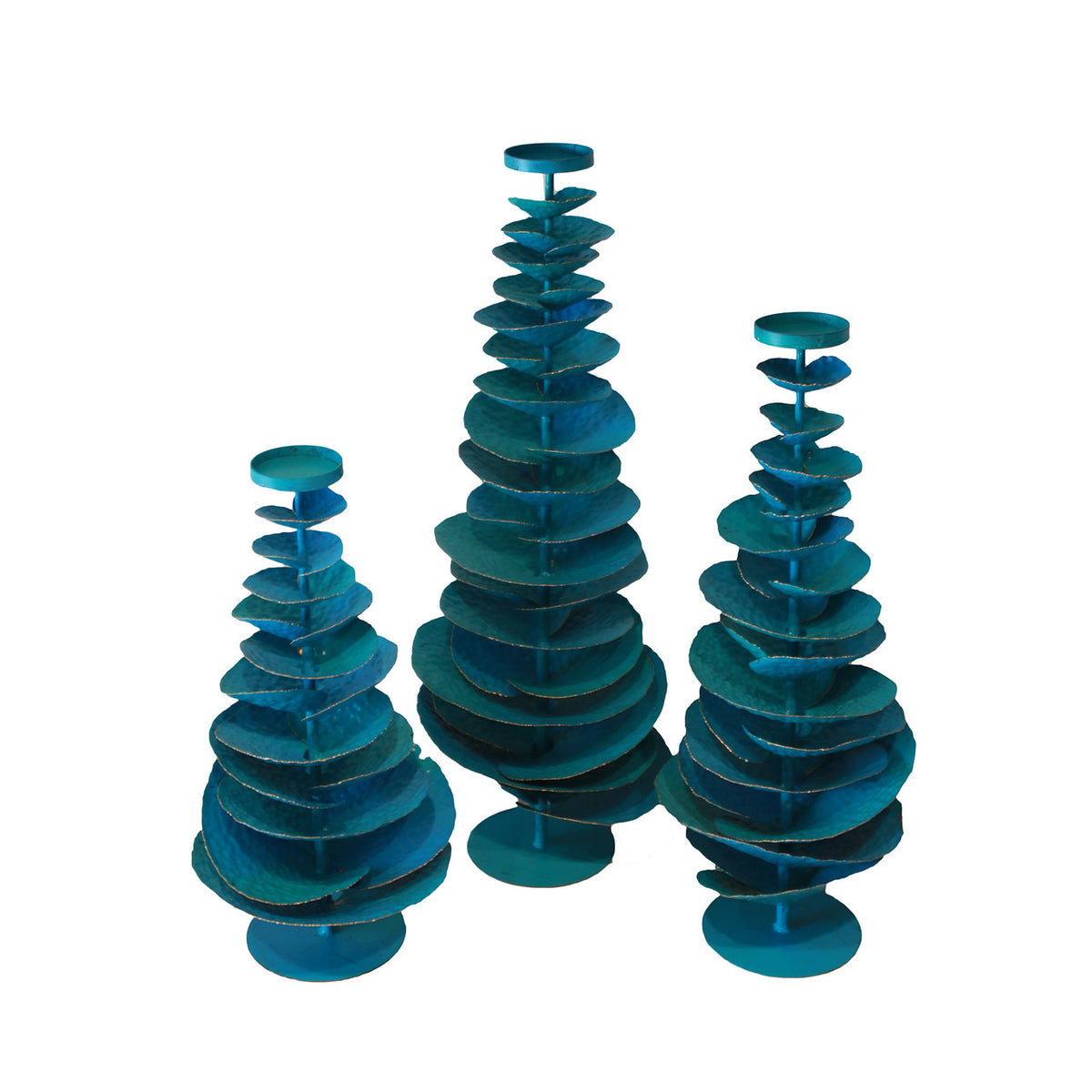 Turquoise Iron Tree Candle Holder - Small