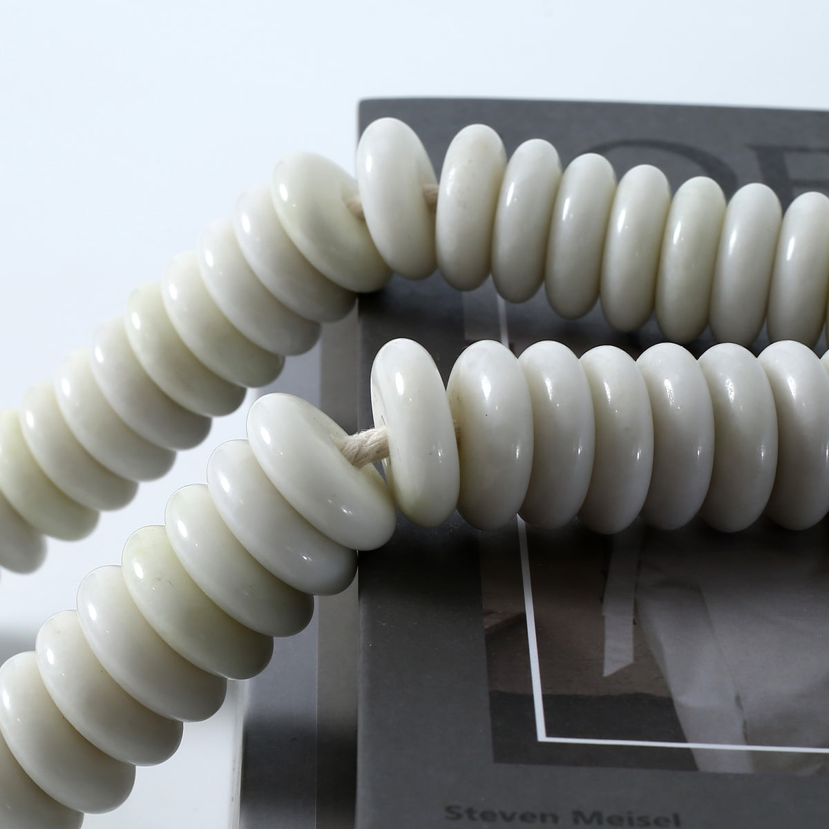 Approx. 12 Inches White Jade Bead Round Button
