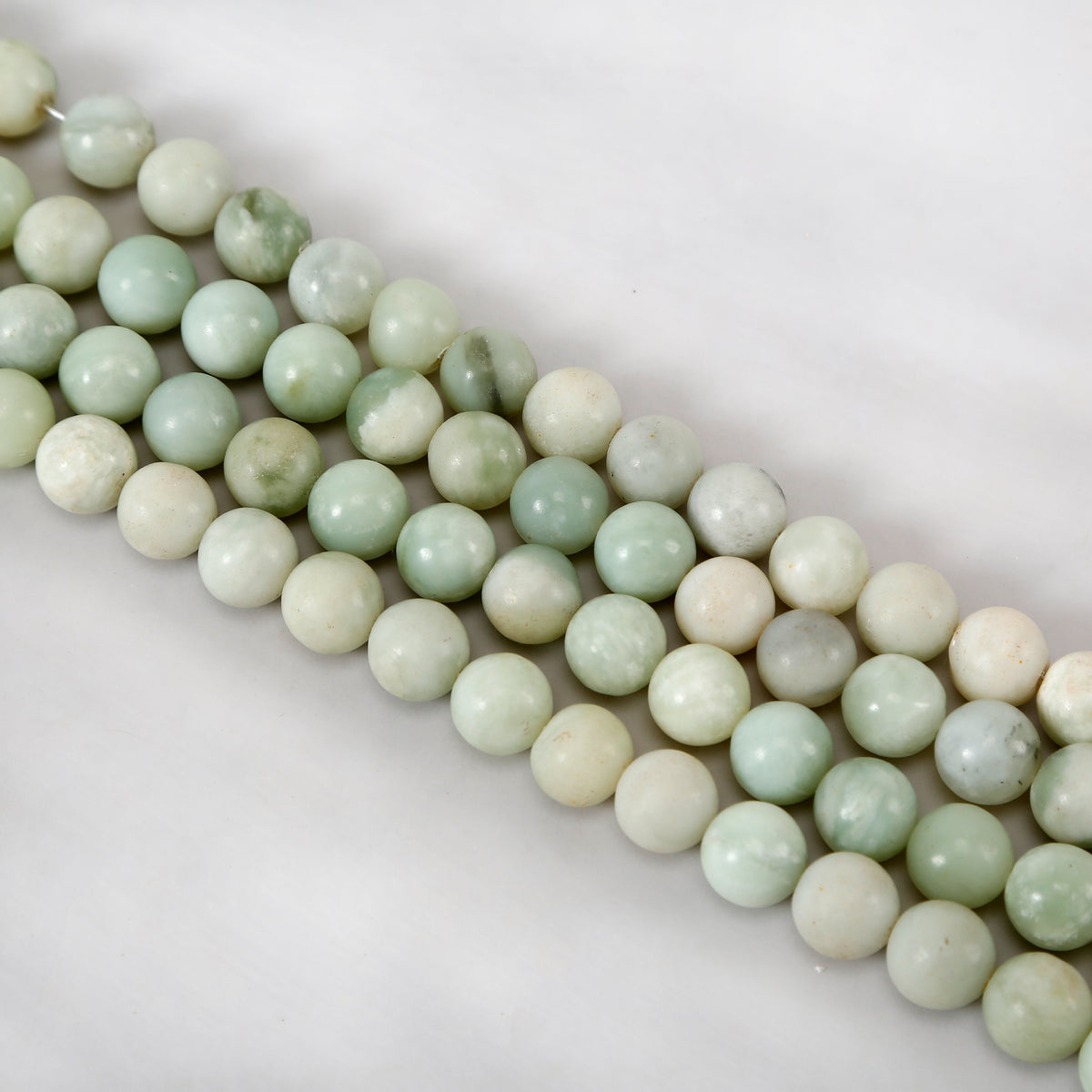 Approx. 35" Long Natural Jade Bead Neutral Green