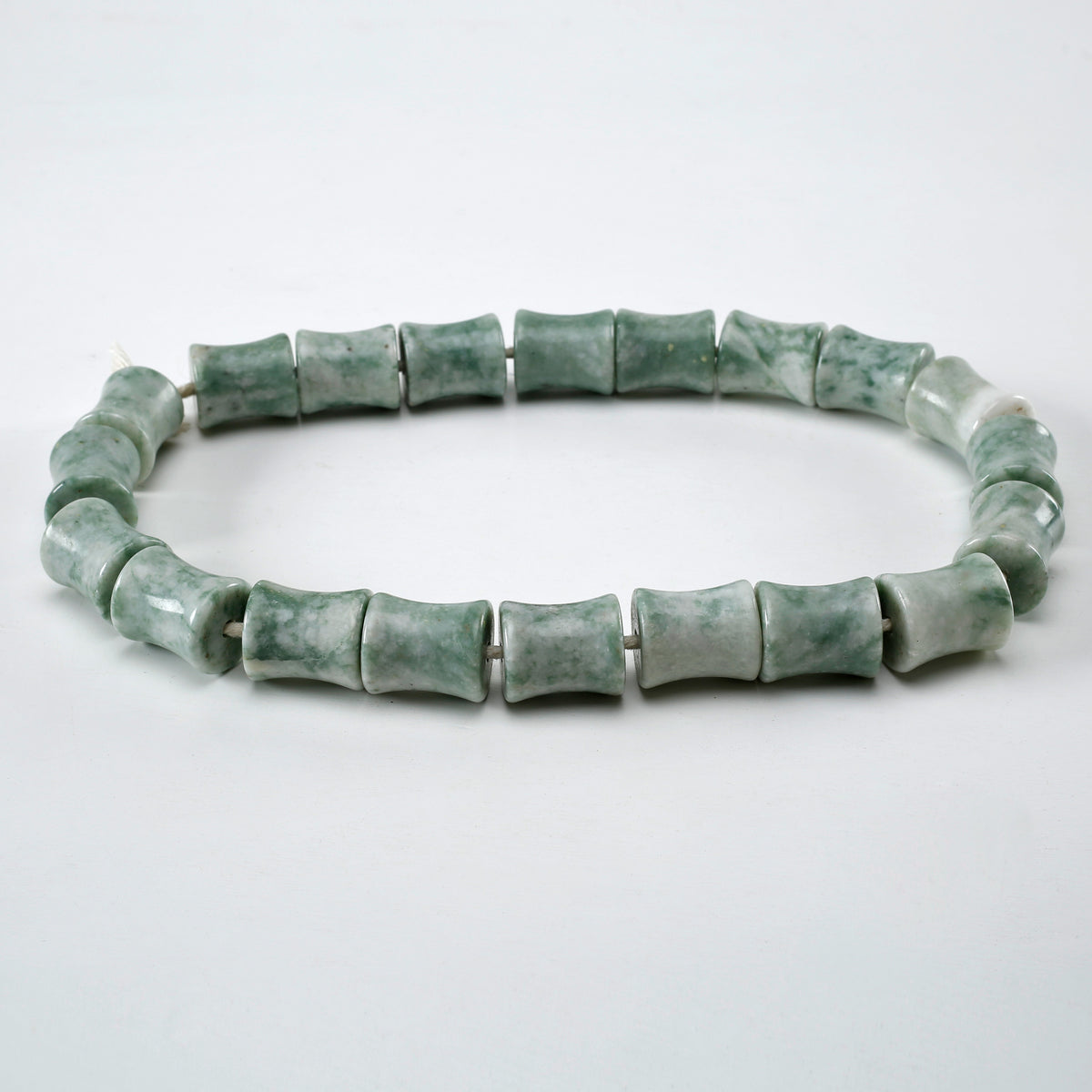White Green Shade Natural Marble Bead Bamboo Shaped