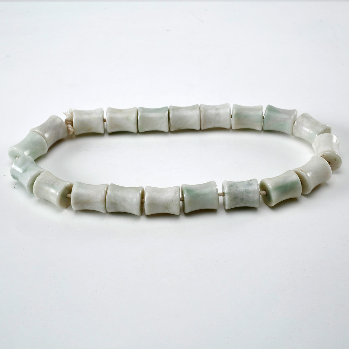 White Green Shade Natural Marble Bead Bamboo Shaped