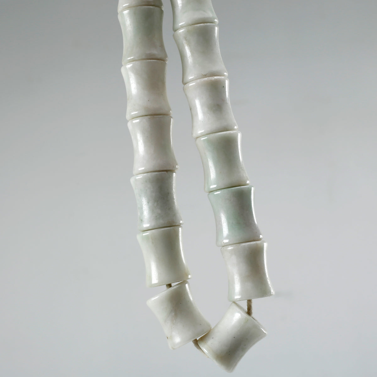 White Green Shade Natural Marble Bead Bamboo Shaped