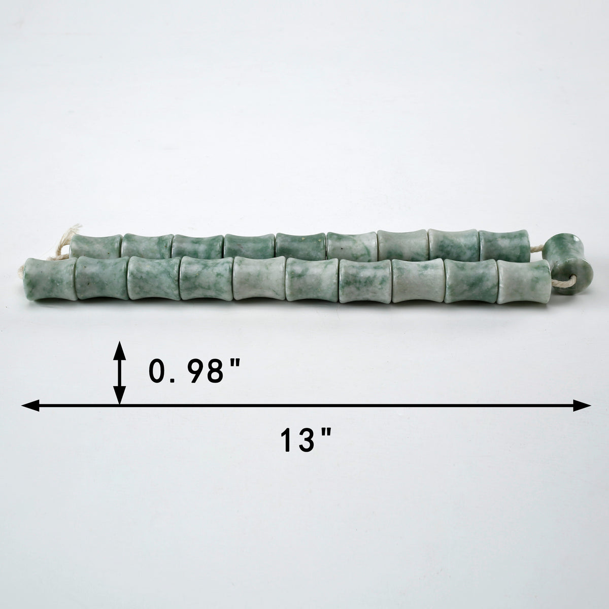 White Green Shade Natural Marble Bead Bamboo Shaped