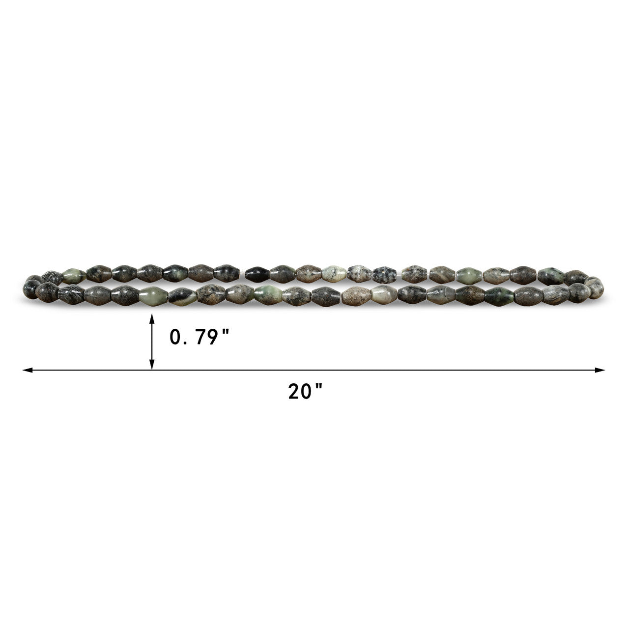 Approx. 20" Long Green-Grey Jade Bead Cone shaped