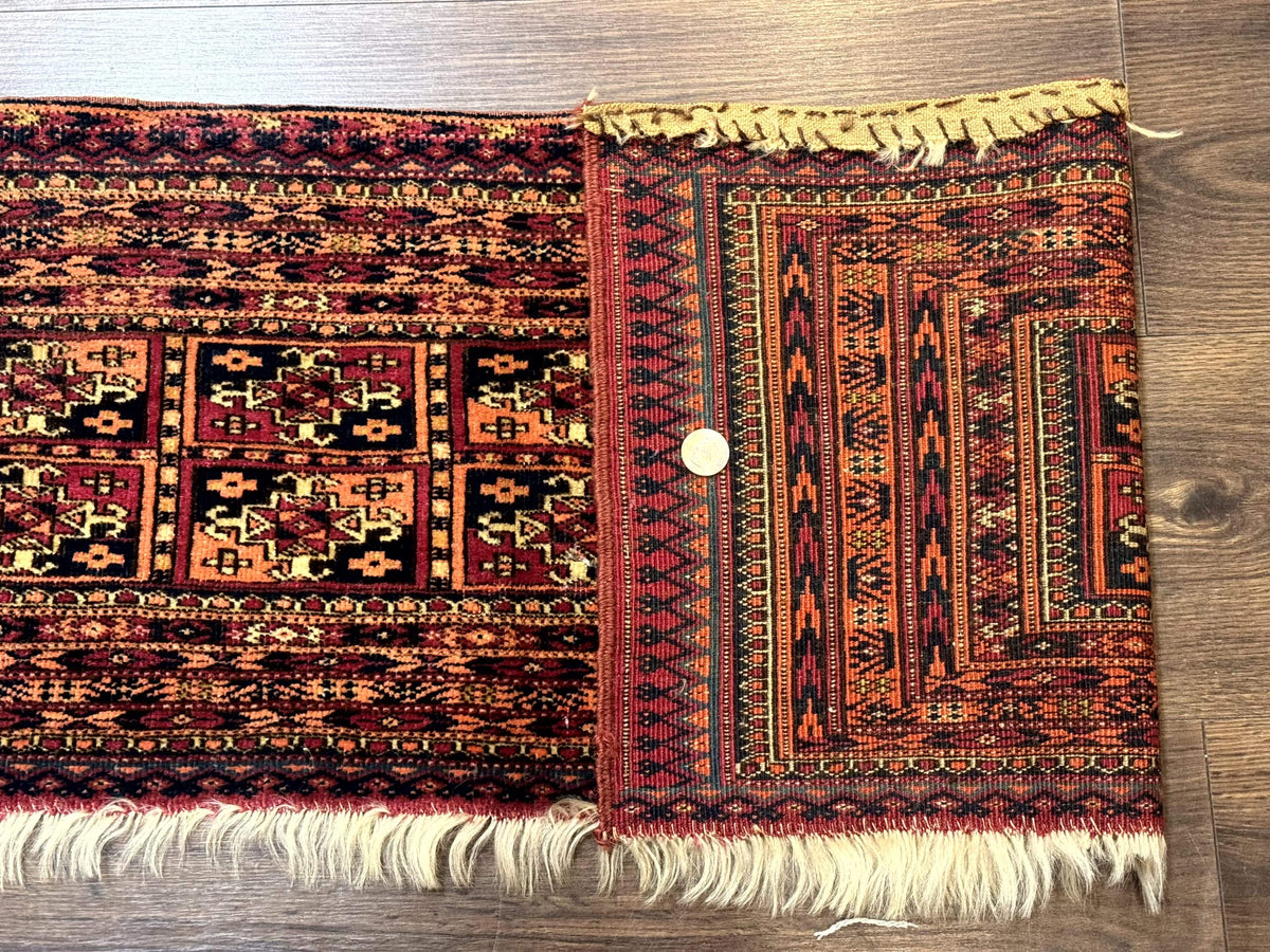 Antique Persian Turkoman Mafresh Rug 1x4, Wool, Tribal Collectible - Jewel Rugs, view 8