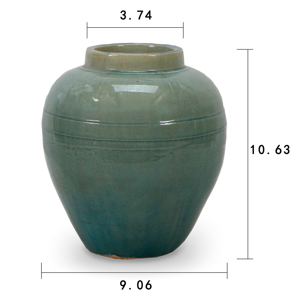 Vintage style Blue-Green vase Blue-Green with two lines large