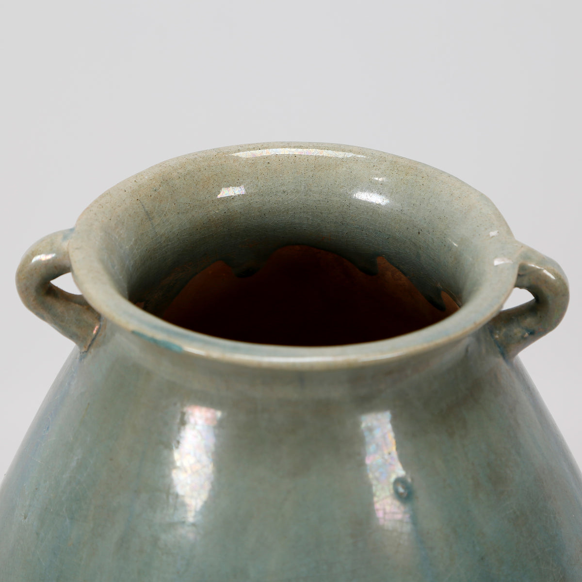 Vintage style Blue-Green water jar with two handles