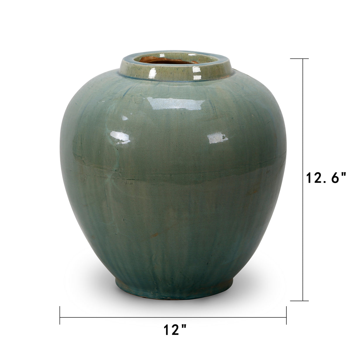 Vintage Style Blue-Green Ceramic Apple Shaped Pot Large (color vary)