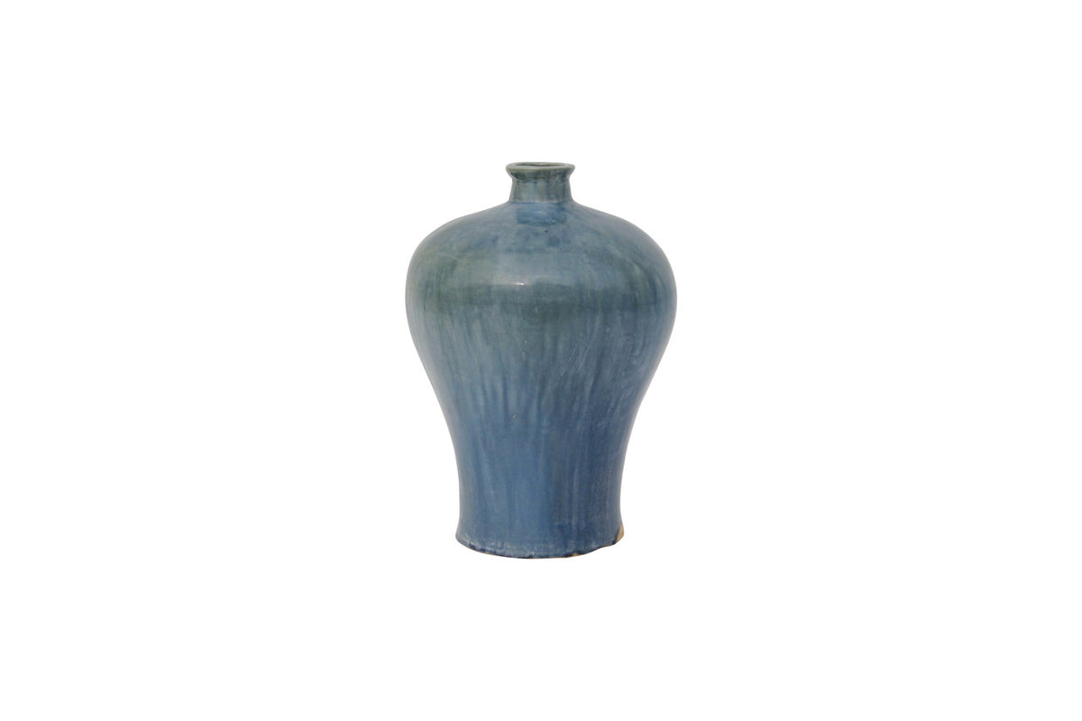 Blue Vintage Style Blue-Green Ceramic Plum Vase