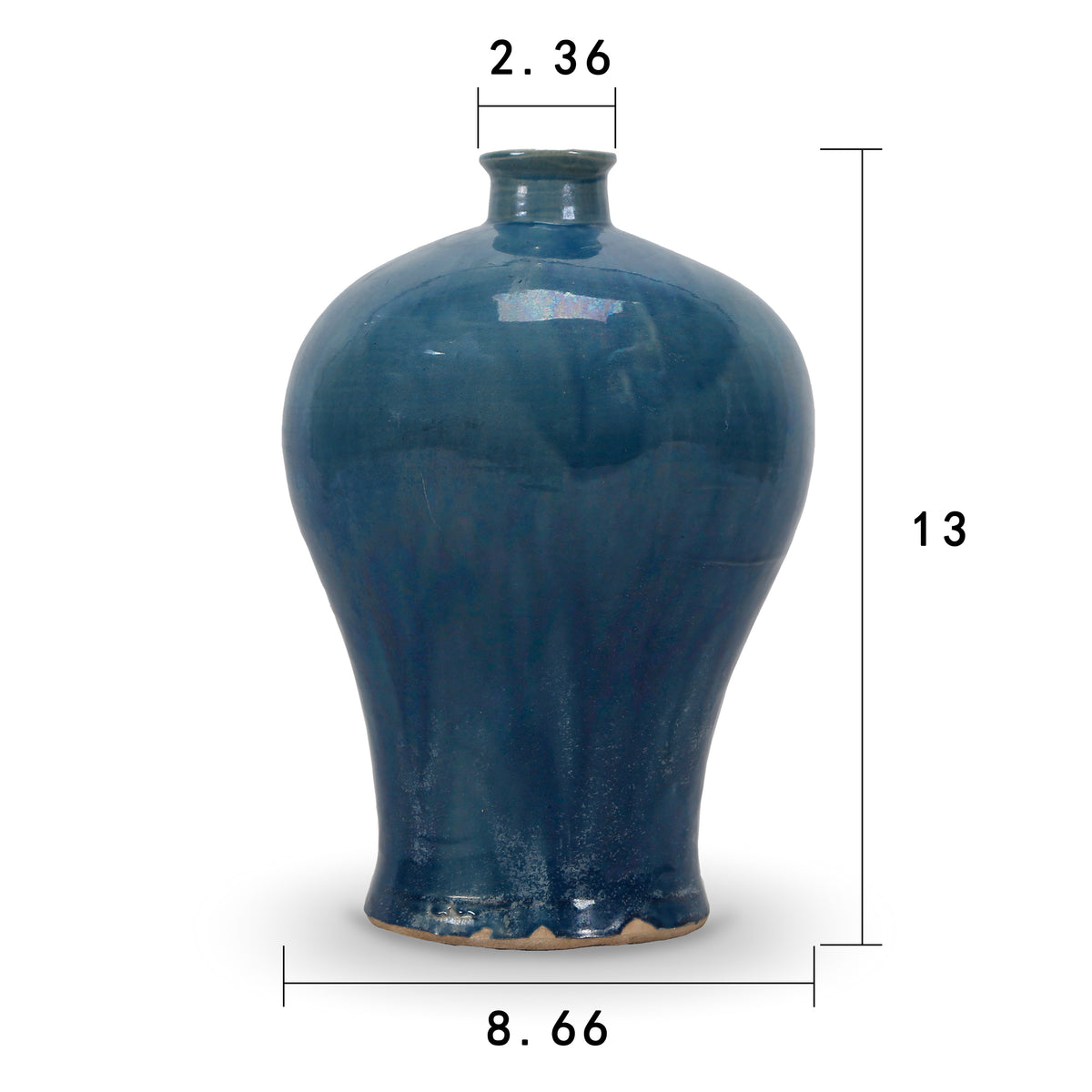 Blue Vintage Style Blue-Green Ceramic Plum Vase