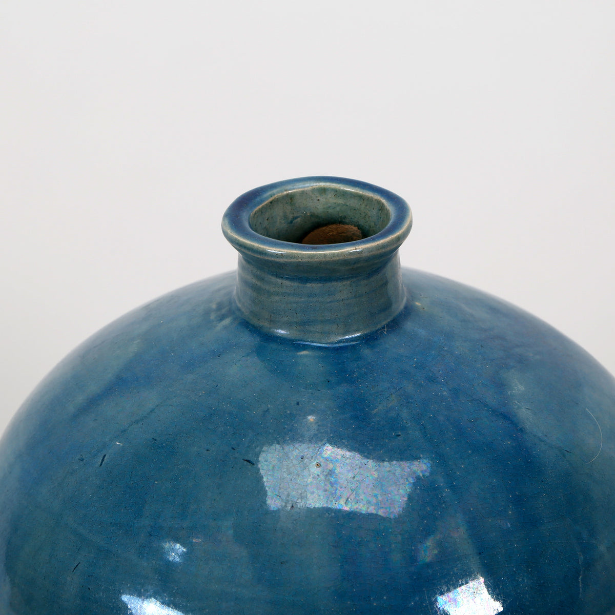 Blue Vintage Style Blue-Green Ceramic Plum Vase