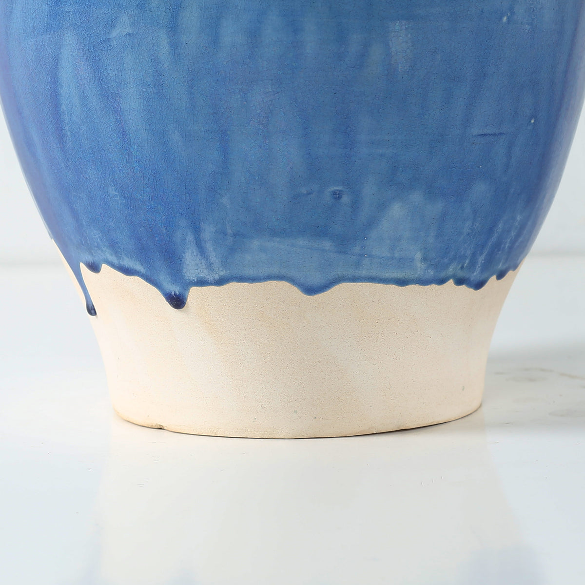 Approx. 11 Inches High Blue-Green Vase with Three Handles (4.7" Opening)