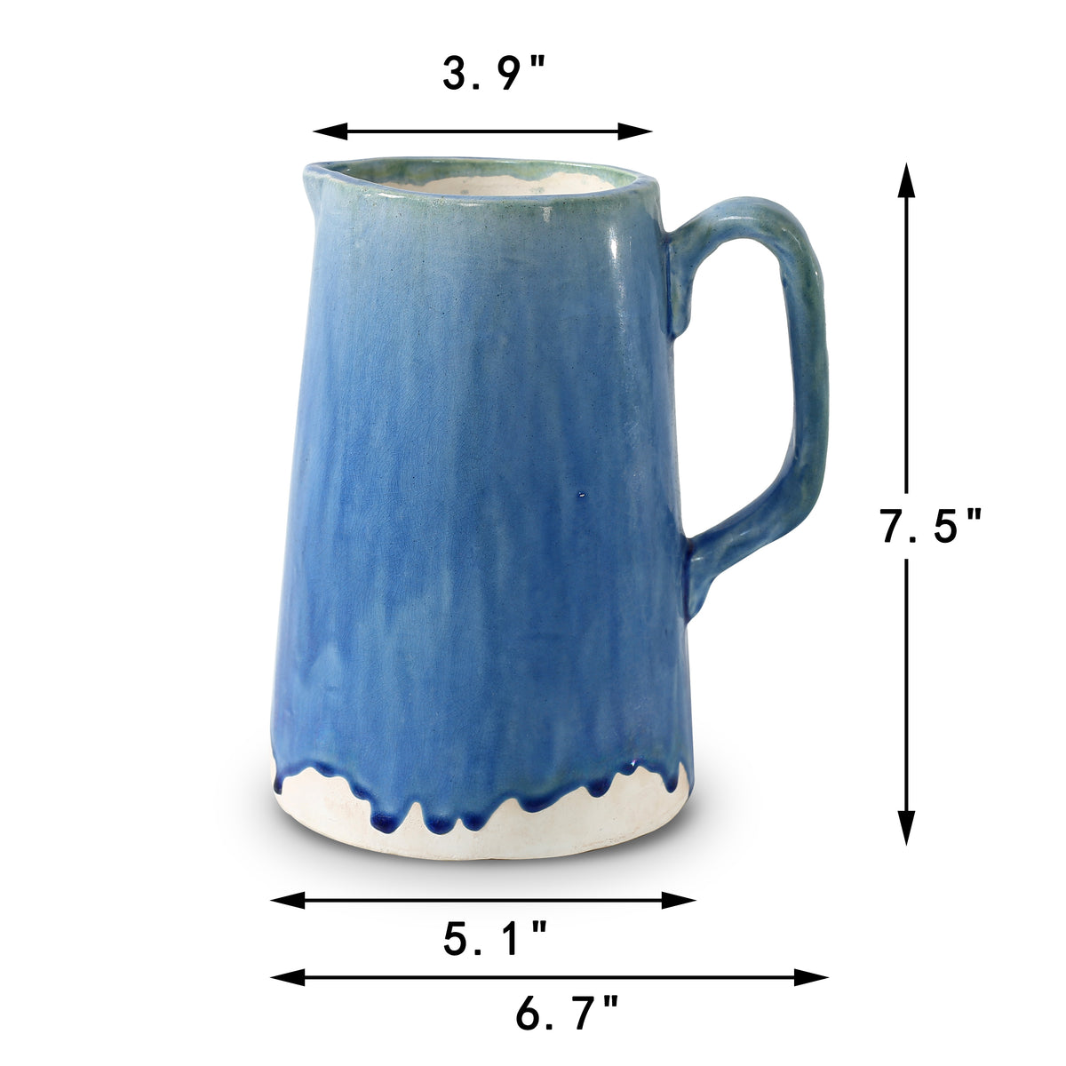 Approx. 7.5 Inches High Green-Blue Pitcher (3.9" Opening)