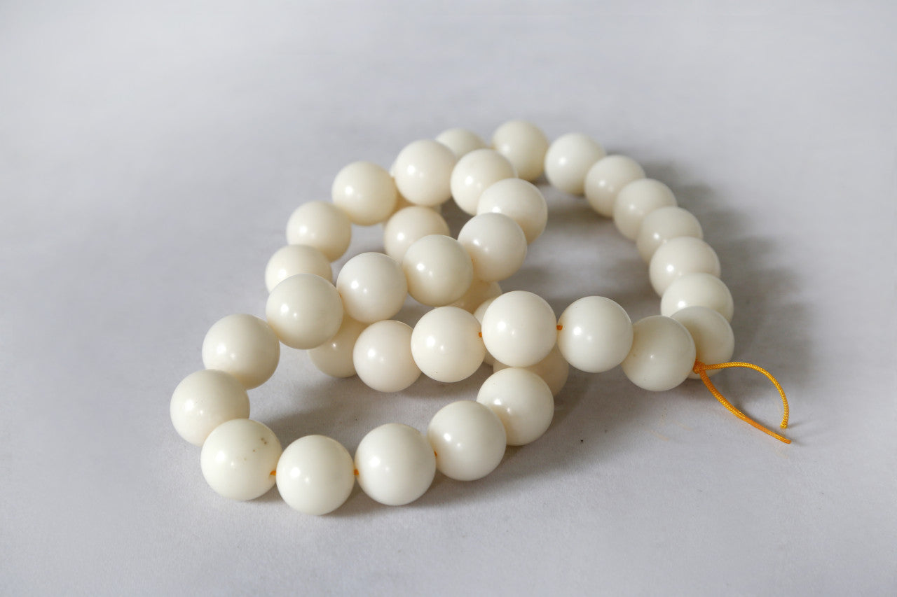 White Bodhi Root Bead Strand image