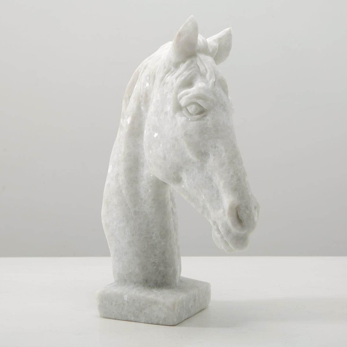 Hand Carved White Marble Horse Head 8x4x9.8H