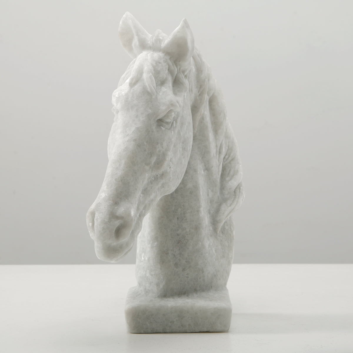 Hand Carved White Marble Horse Head 8x4x9.8H