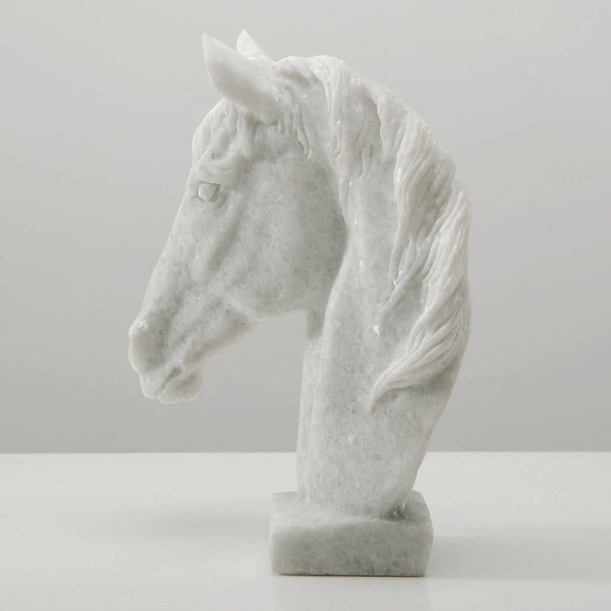 Hand Carved White Marble Horse Head 8x4x9.8H