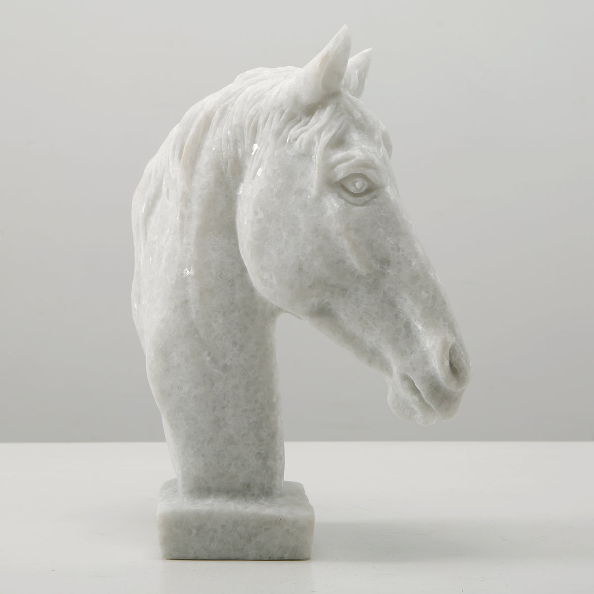 Hand Carved White Marble Horse Head 8x4x9.8H