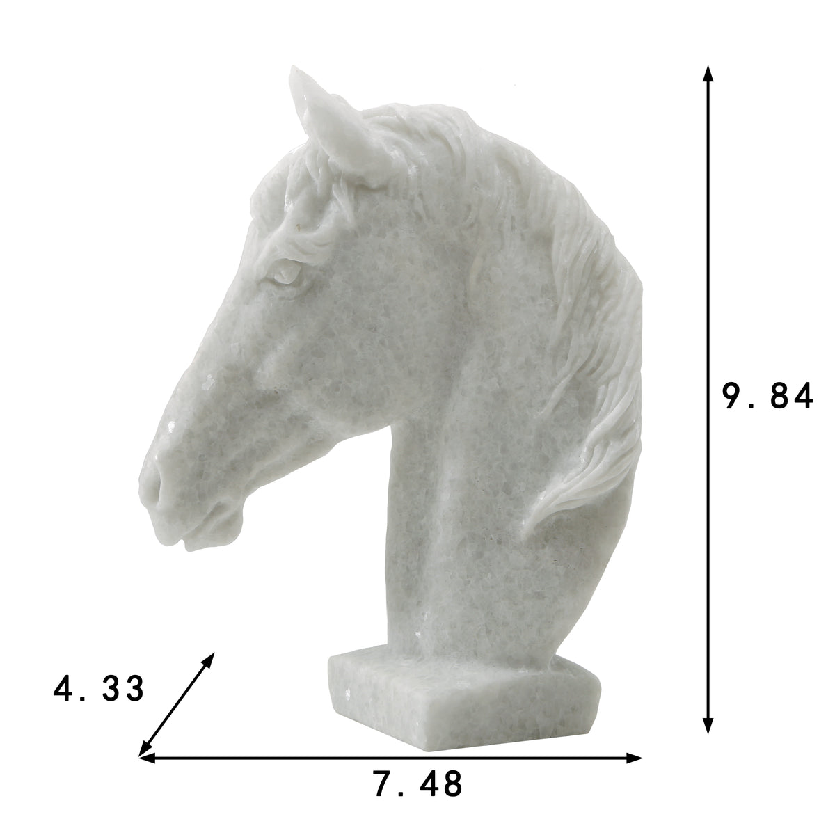 Hand Carved White Marble Horse Head 8x4x9.8H