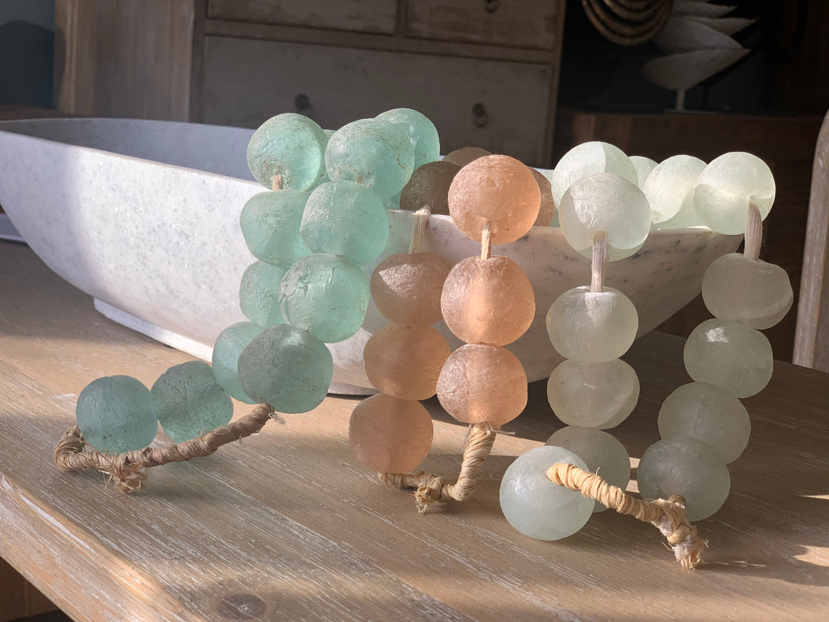 Vintage Sea Glass beads in Aqua Green