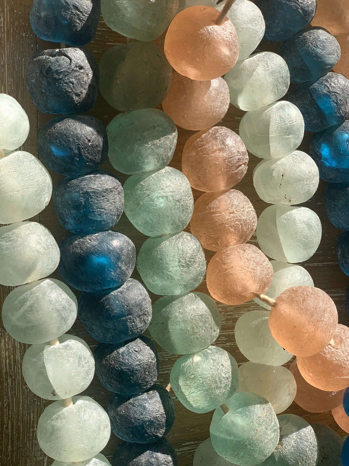 Vintage Sea Glass beads in Aqua Green