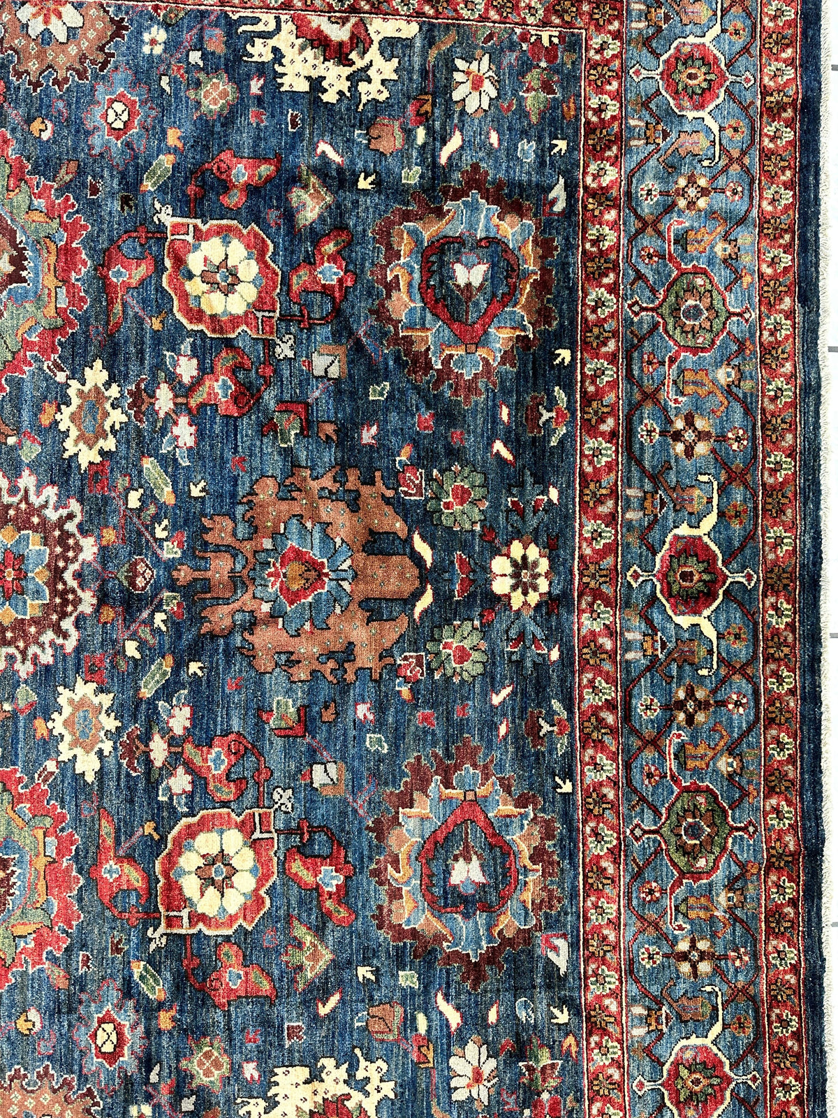 Afghan Serapi Rug 8x10 | Blue, Red & Ivory | Hand-Knotted Wool - Rugistan, view 10