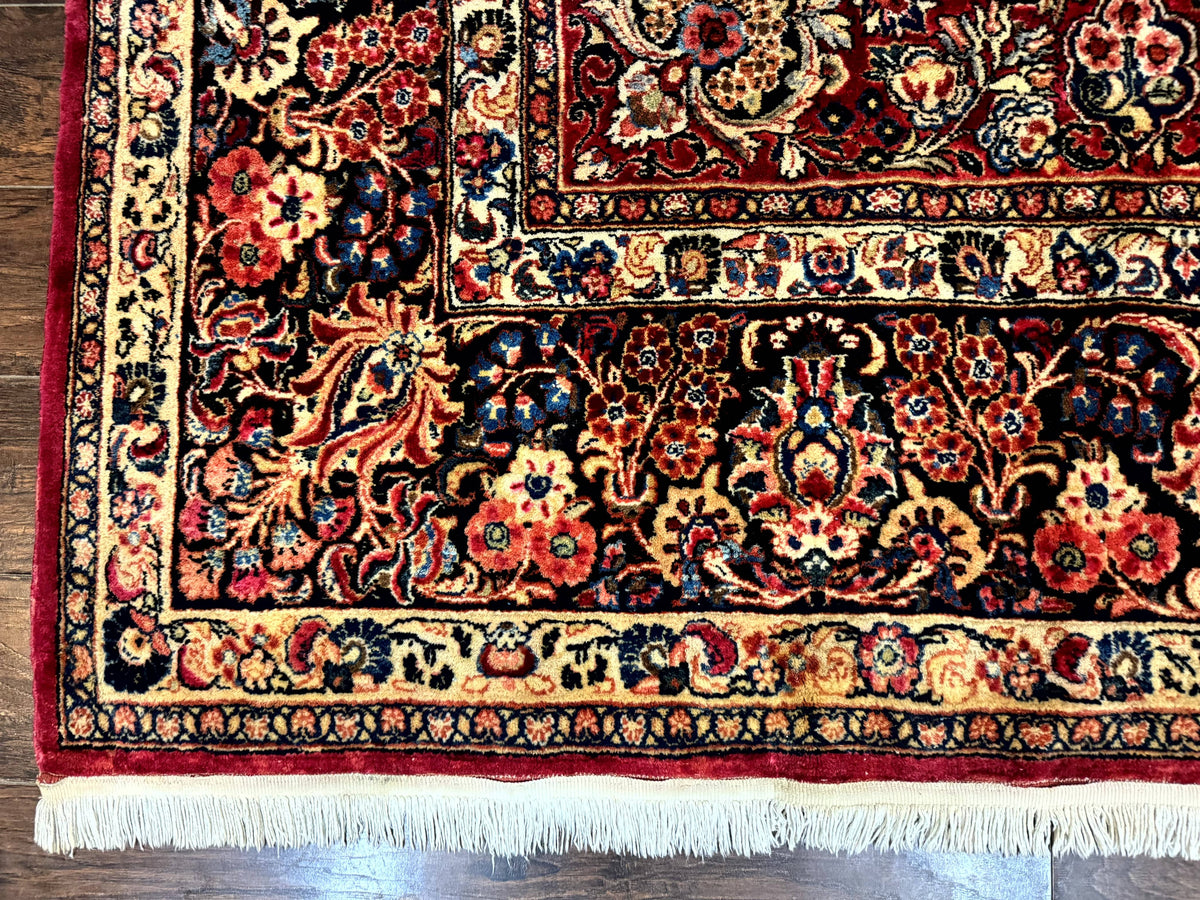 Persian Sarouk Rug 10x10, Square Persian Carpet, Red, Floral, Antique - Jewel Rugs, view 7