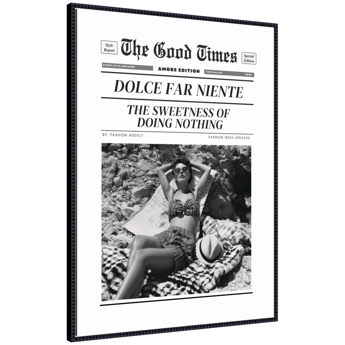 The Good Times Newspaper Dolce Far Niente by Honey Island Studio Framed Canvas Wall Art Print