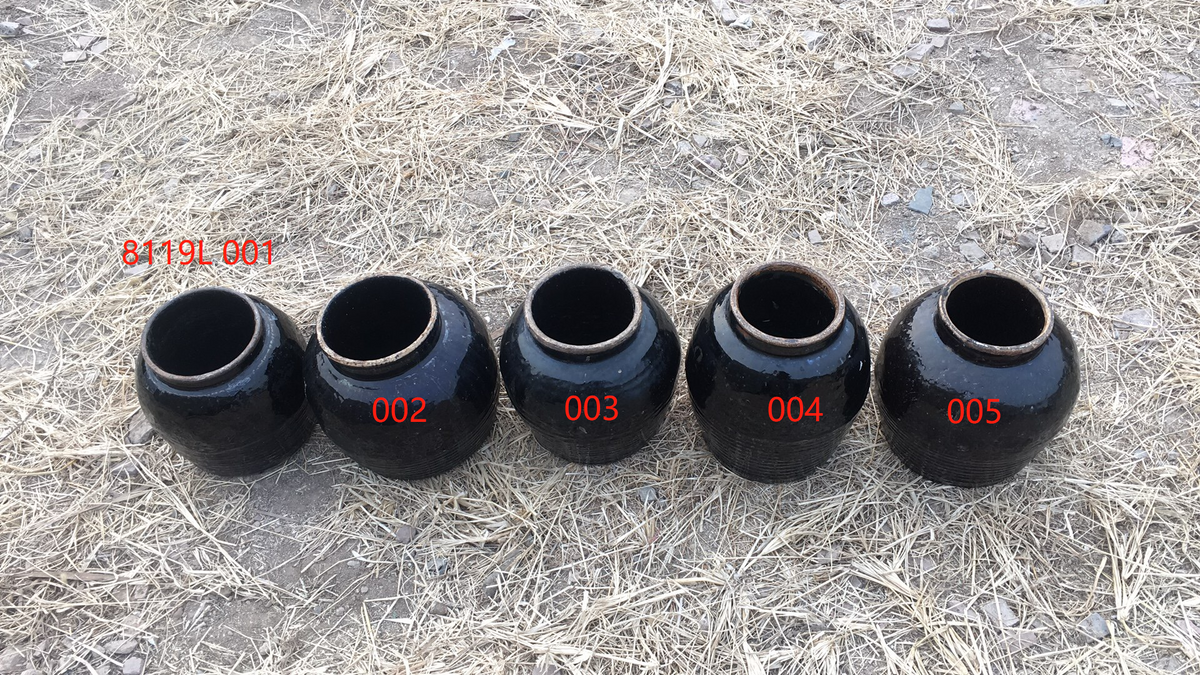 Approx. 10-13 Inches Tall Vintage oil pot with black glaze Large (size vary)