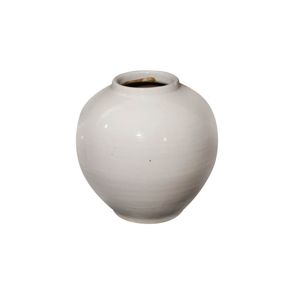 Creamy White Ceramic Apple Shaped Pot Large