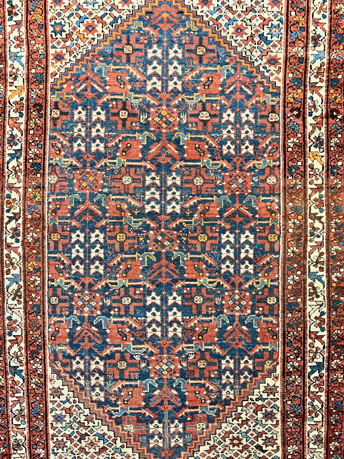 Persian Malayer Rug 4x7, Tribal Rug, Geometric, Antique Oriental Carpet, Red Blue Cream, Boho Rug, Hand Knotted Wool Rug - Jewel Rugs, view 5