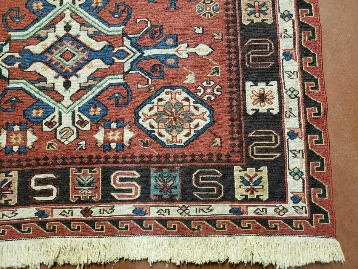4' X 6' Vintage Russian Kilim Handmade Caucasian Soumak Flat Weave Wool Rug - Jewel Rugs, view 10