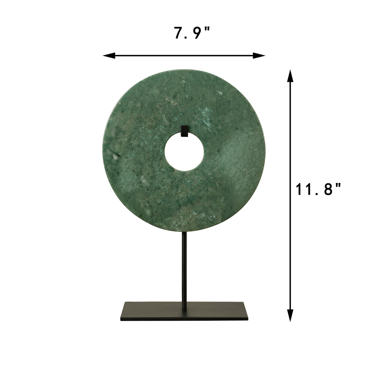 Marble Disk Statue With Base 8 inch Green