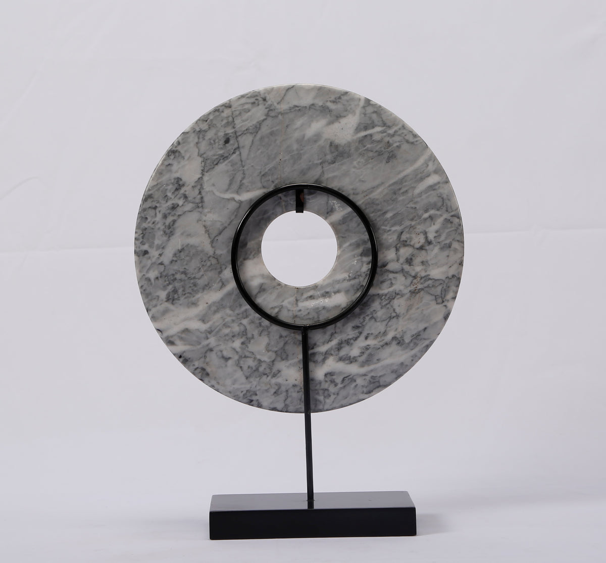 Marble Disk Statue With Base 24 Inch Black