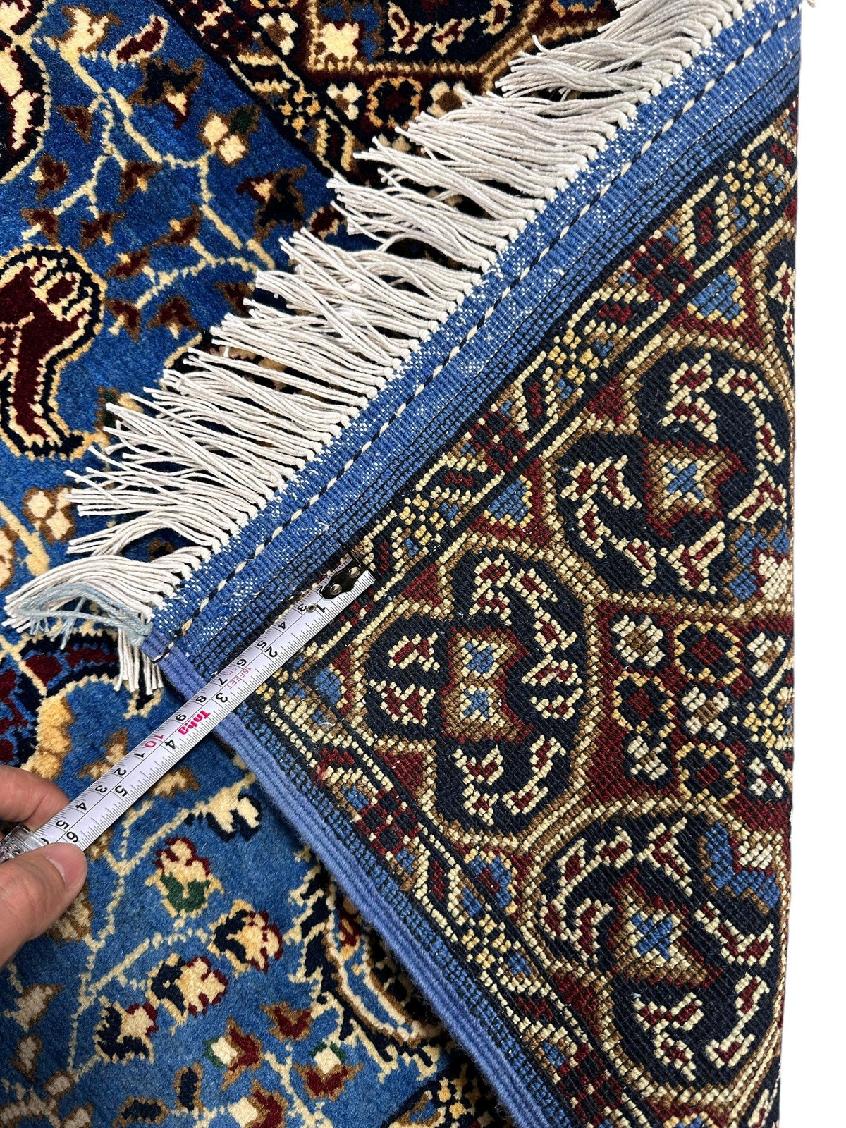 Afghan Rug 3x5 | Blue, Navy & Ivory | Hand-Knotted Wool - Rugistan, view 6