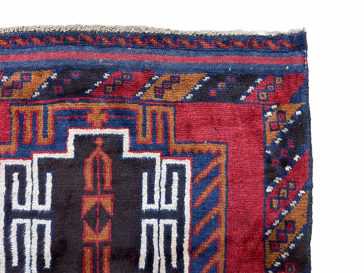 3 X 5 Vintage Handmade Tribal Wool Rug Balouchi Rug Afghan Rug Red Beige Nice - Jewel Rugs, view 8