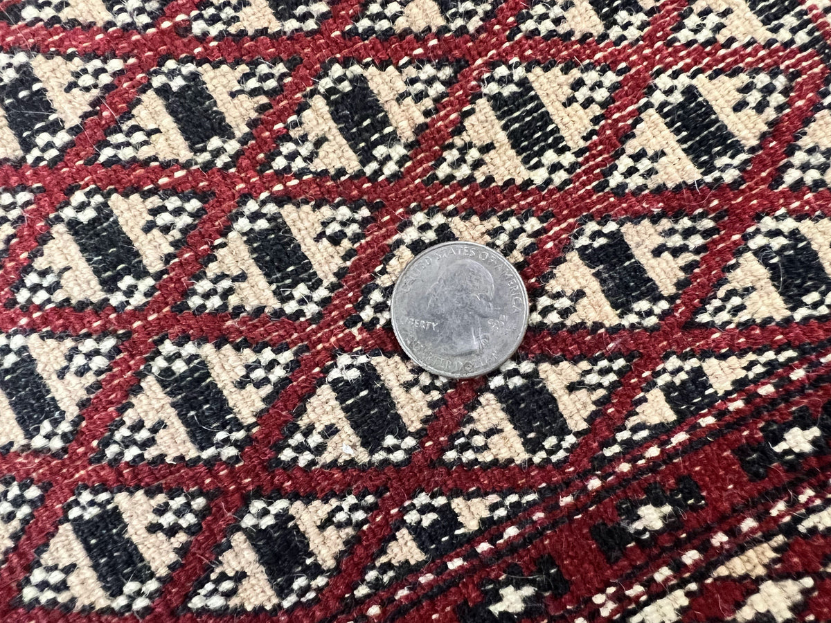 Pakistani Turkoman Bokhara Rug 6x9, Fine Wool Vintage Hand Knotted Handmade Yamud Oriental Carpet 6 x 9, Red Turkoman Rug, Tribal Rug - Jewel Rugs, view 10