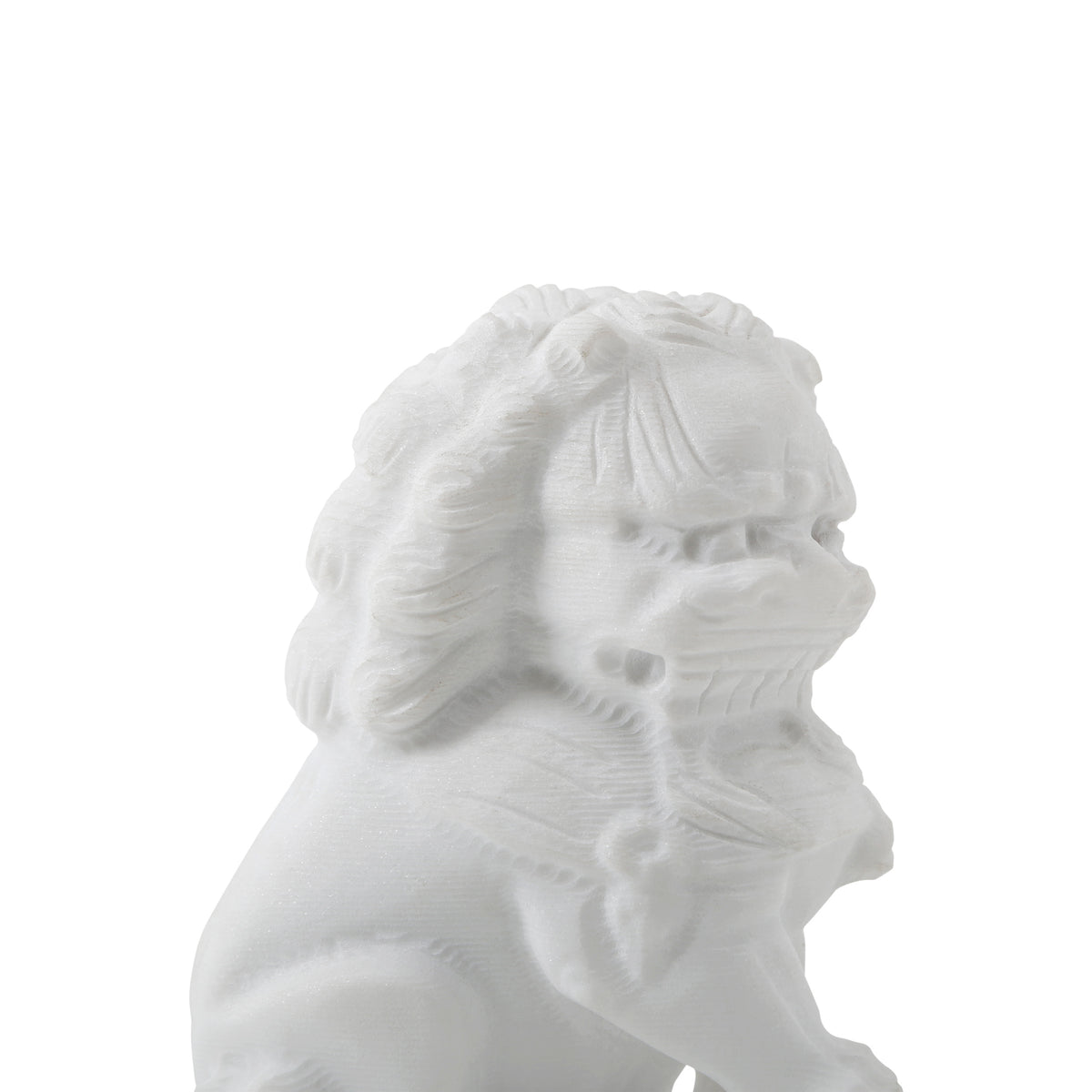 8" Pair of White Marble Guardian Lion Medium