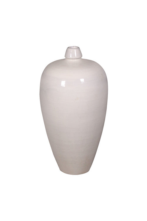 17" Creamy White Ceramic Plum Vase Small Opening image 2