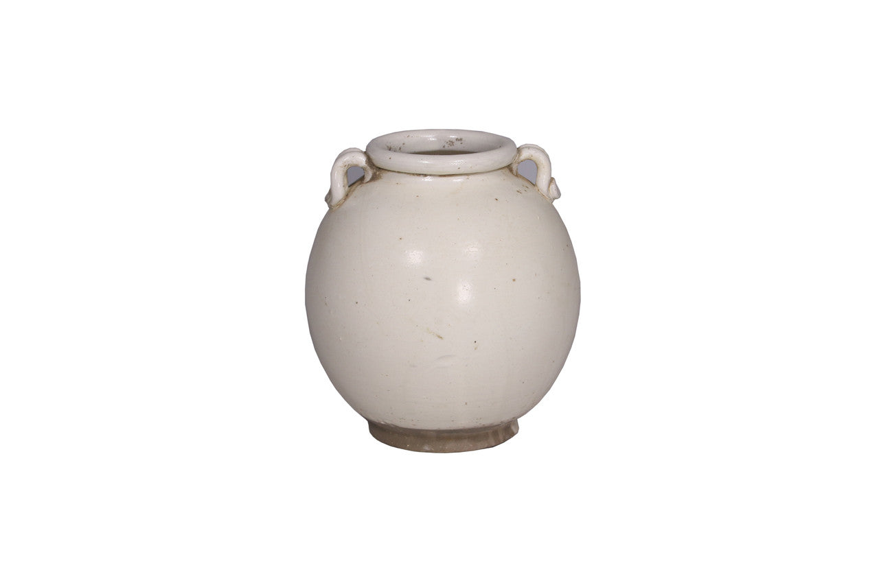 Approx. 8" High Creamy White Jar With Two Handles