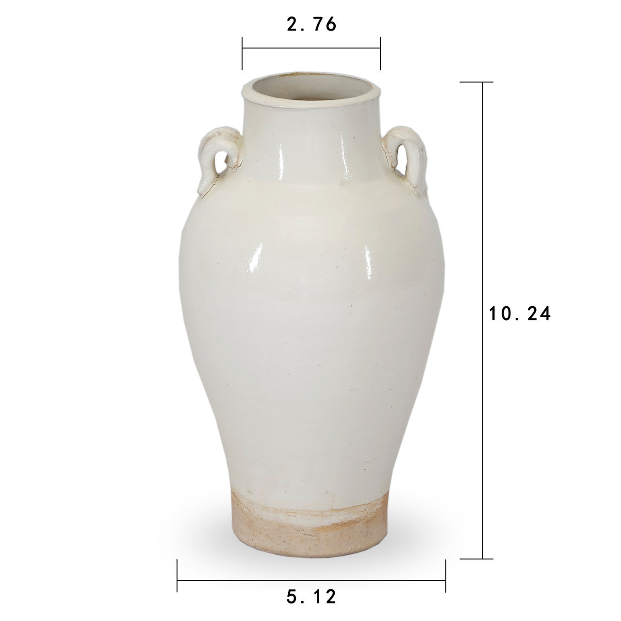 Creamy white vintage-style tall vase with two handles