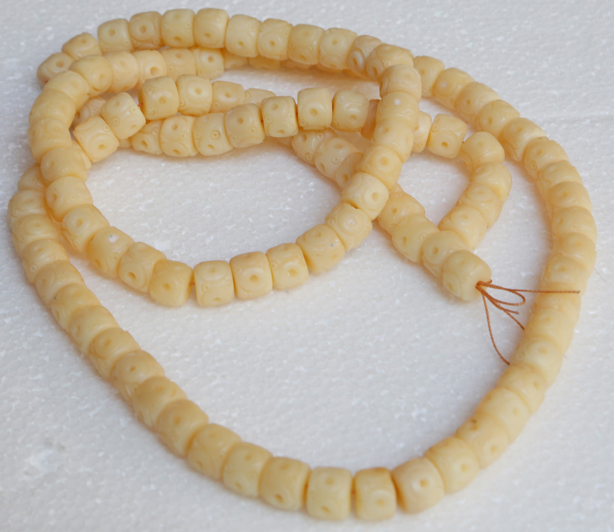 Nature Bone Decorative Bead with Carving