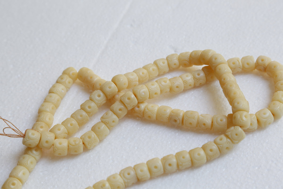 Nature Bone Decorative Bead with Carving