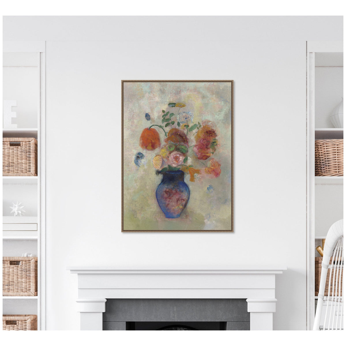 Large Vase with Flowers 1912 Odilion Redon by Nostalgia Prints Framed Canvas Wall Art Print