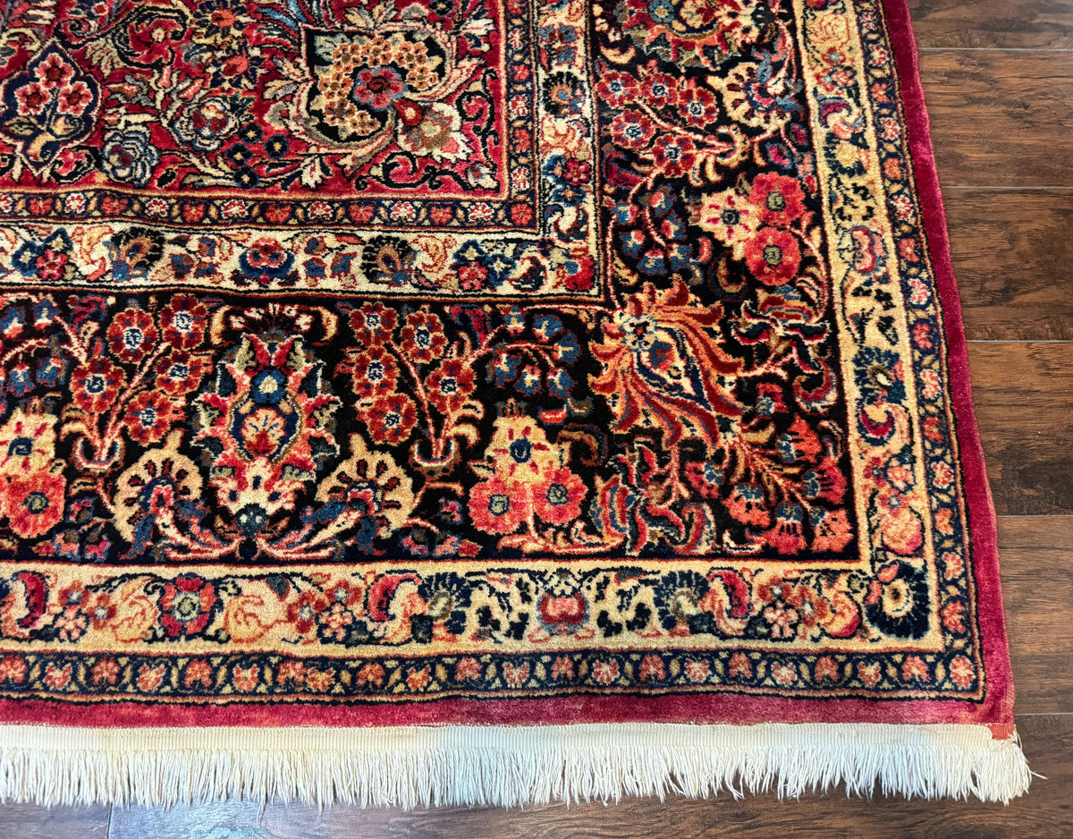 Persian Sarouk Rug 10x10, Square Persian Carpet, Red, Floral, Antique - Jewel Rugs, view 8