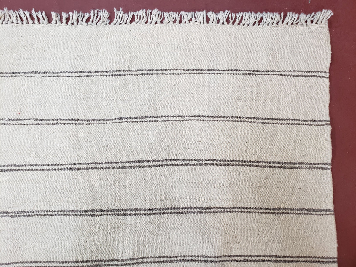 New Turkish Kilim Rug, Striped Area Rug, Southwestern Style, Off-white/Ivory Color, 5x8 Kilim Carpet, Hand-Knotted, Flatweave, Wool - Jewel Rugs, view 7