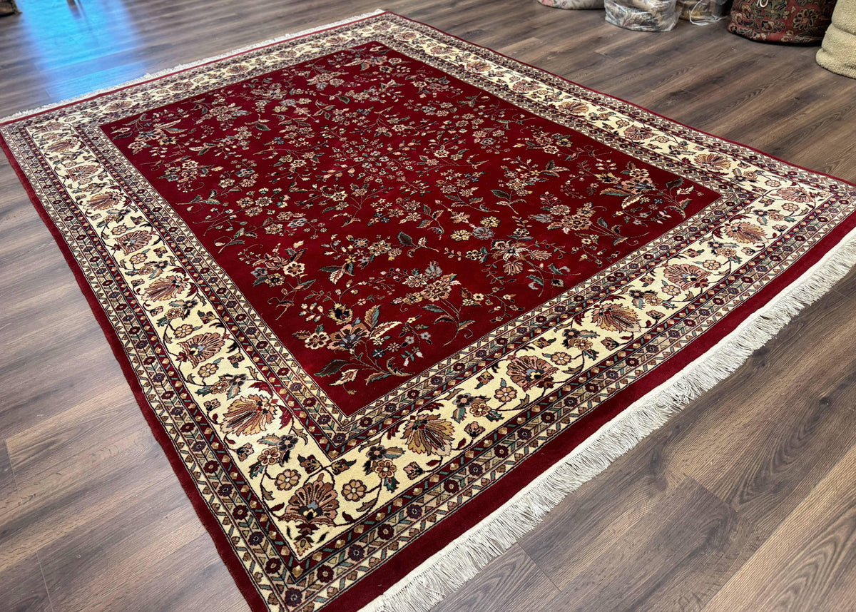 Indo Persian Rug 8x10, Red and Cream, Floral, Pande Cameron - Jewel Rugs, view 13