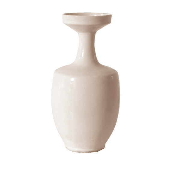 17" Creamy White Ceramic Vase - Large Opening image 3
