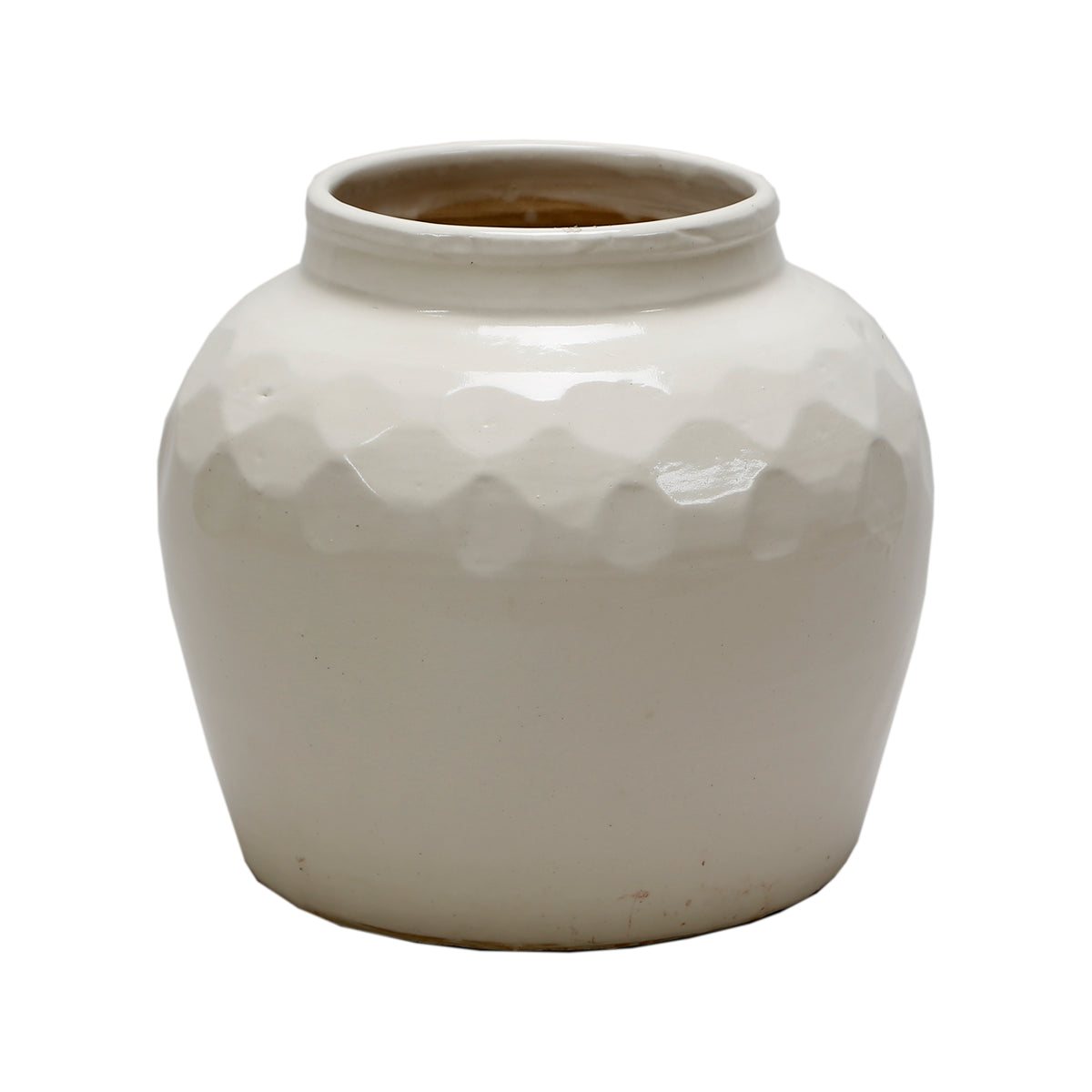10" White Ceramic Round Jar